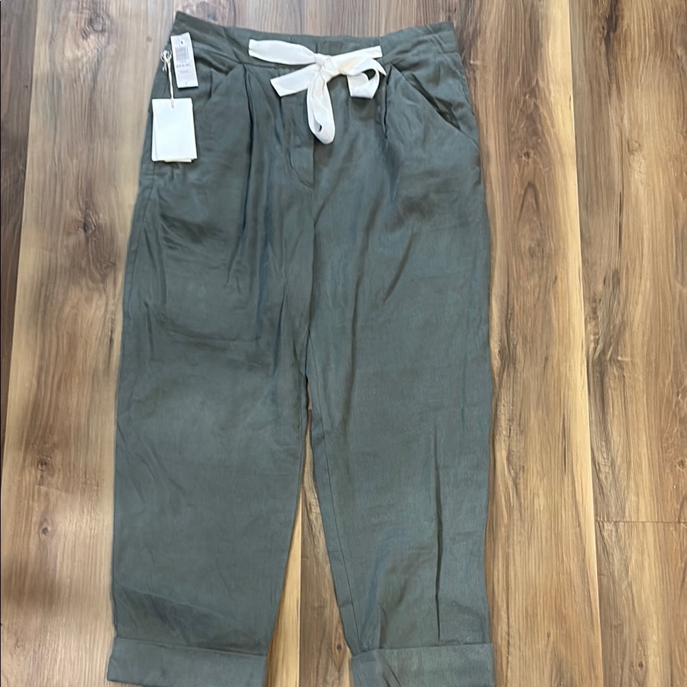 Aritzia New Allant linen pant size 8 sagesse Pants with Tie Waist